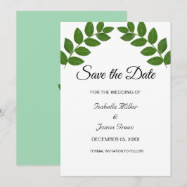 Invitación de boda para guardar la fecha con hojas