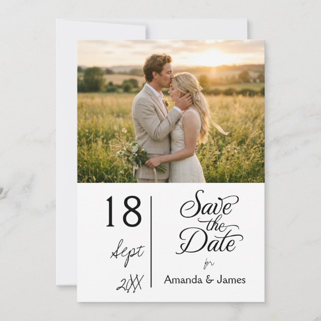 Invitación de Boda para Guardar la Fecha con Puest (Anverso)