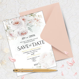 Invitación de boda para guardar la fecha con rosas