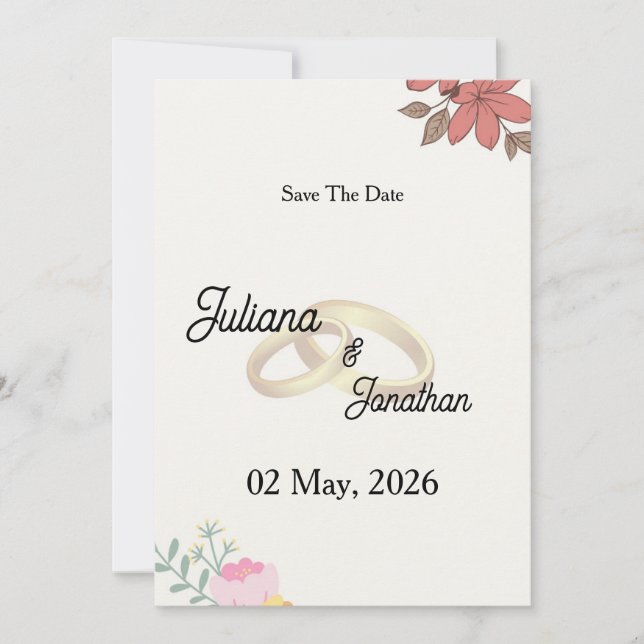 Invitación de boda para guardar la fecha con veget (Anverso)