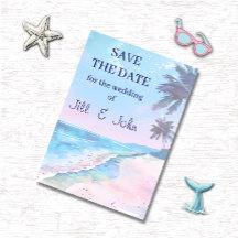Invitación de boda para guardar la fecha de playa 