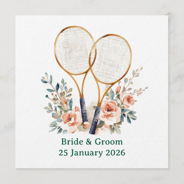 Invitación de boda para guardar la fecha de tenis (Anverso)