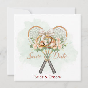Invitación de boda para guardar la fecha de tenis