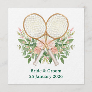 Invitación de boda para guardar la fecha de tenis