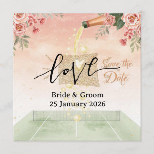 Invitación de boda para guardar la fecha de tenis