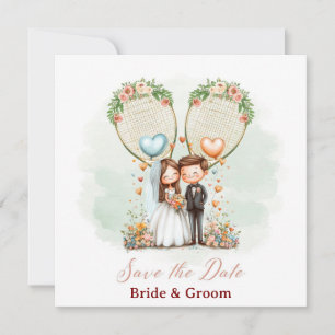 Invitación de boda para guardar la fecha de tenis