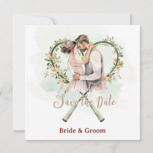 Invitación de boda para guardar la fecha de tenis