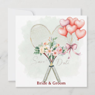 Invitación de boda para guardar la fecha de tenis