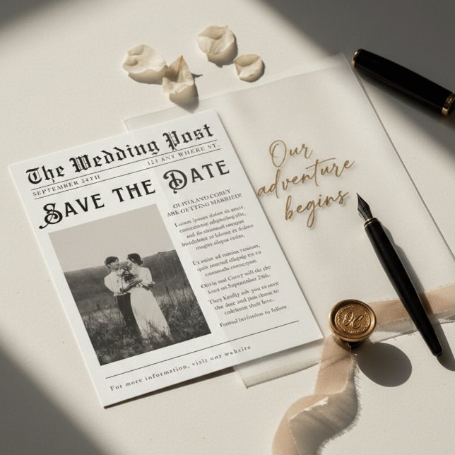 Invitación de boda para guardar la fecha en periód (Subido por el creador)