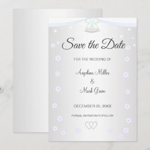 Invitación de boda para guardar la fecha en plata 