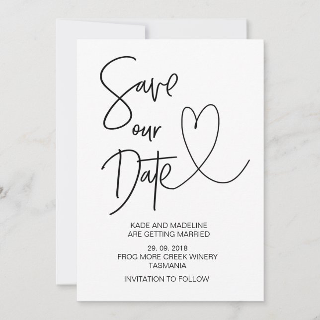 Invitación de boda para guardar nuestra fecha (Anverso)