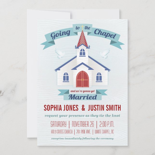Invitación de boda para ir a la capilla (Anverso)