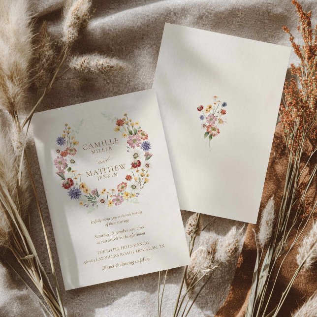 Invitación de Boda para Jardín de Flores Silvestre (Wildflower Wreath Wedding Invitation)