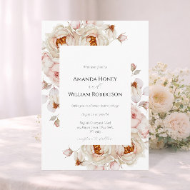 Invitación de boda para jardín de peonías elegante