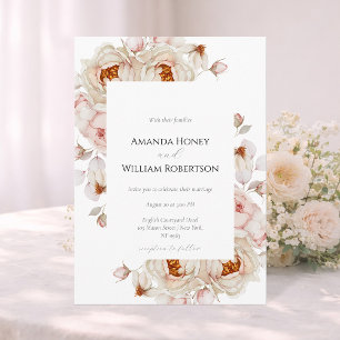 Invitación de boda para jardín de peonías elegante