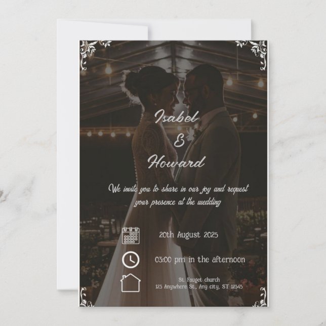 Invitación de Boda para Jardín Elegante - Invitaci (Anverso)