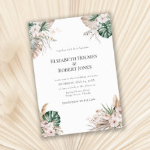 Invitación de Boda para Jardín Tropical Boho