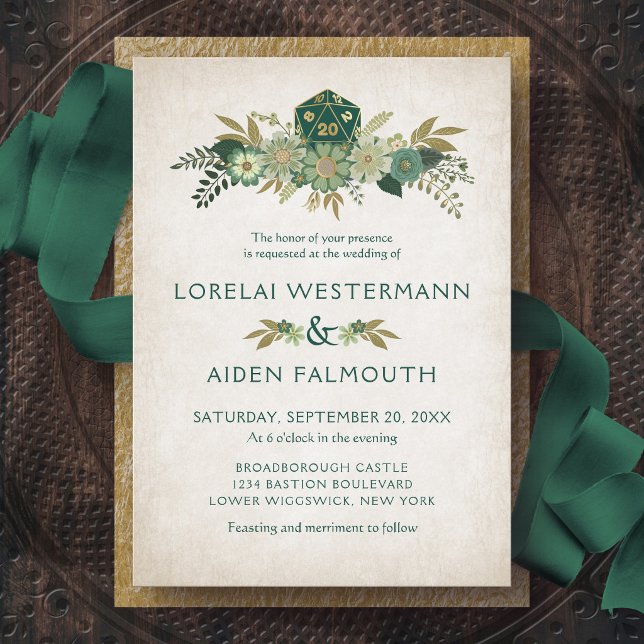 Invitación de boda para jugadores de dados de RPG (Subido por el creador)