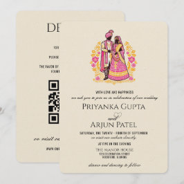 Invitación de boda para pareja india colorida