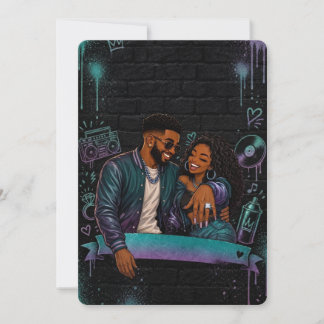 Invitación de boda para pareja negra con grafiti d