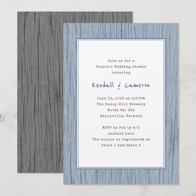 Invitación de boda para parejas con textura de mad (Anverso / Reverso)
