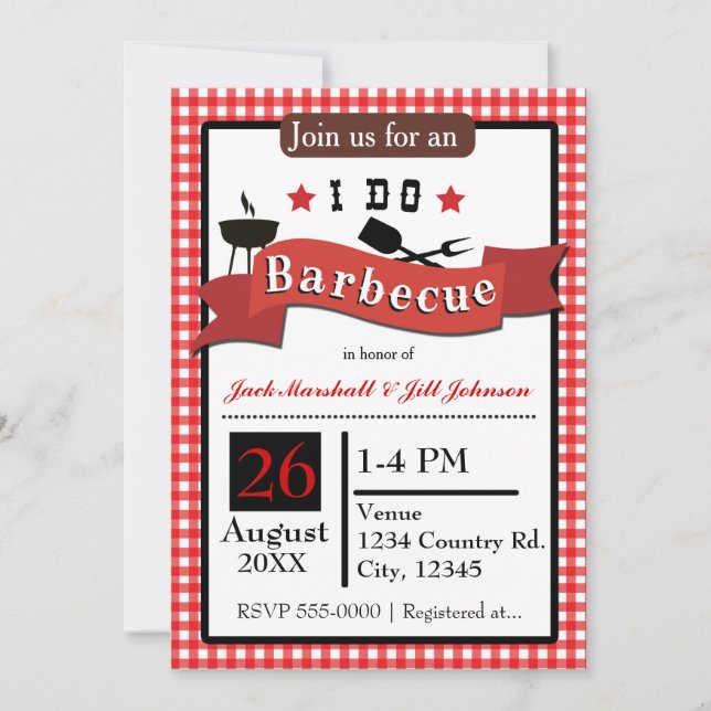 Invitación de boda para parejas de BBQ de barbacoa (Anverso)