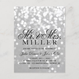 Invitación de Boda - Pareja Brillante Gris Platead