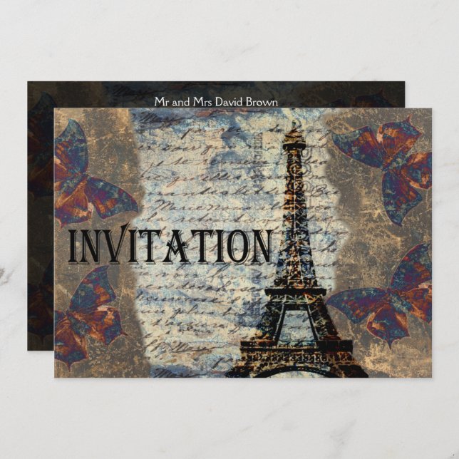 Invitación de boda parisina (Anverso / Reverso)