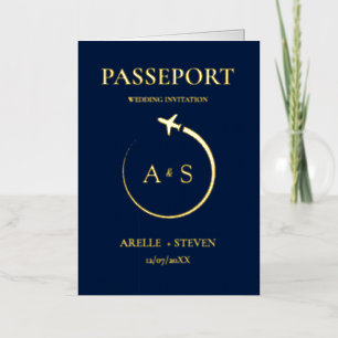 Invitación de boda Pasaporte Dorado