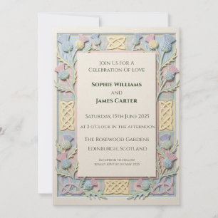 Invitación de boda Pastel 3D Celtic Thistle
