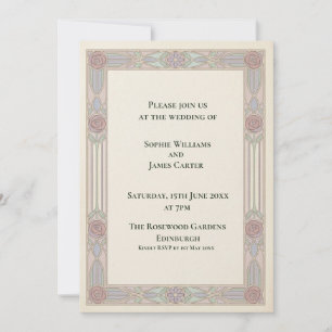 Invitación de boda Pastel Art Déco Geométrico