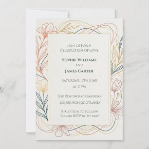 Invitación de boda Pastel Art Nouveau