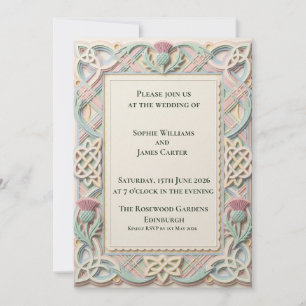 Invitación de boda Pastel Celtic Thistle