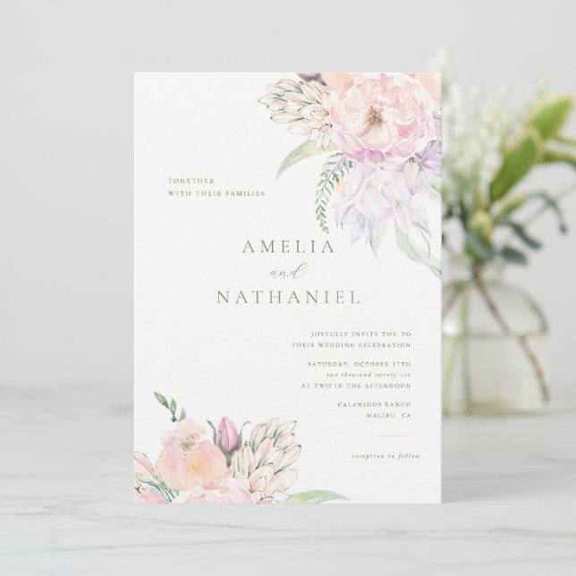 Invitación de boda Pastel Garden (Anverso de pie)