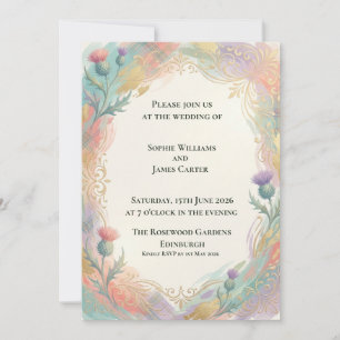 Invitación de boda Pastel Gold Thistle