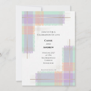 Invitación de boda Pastel Scottish Tartan