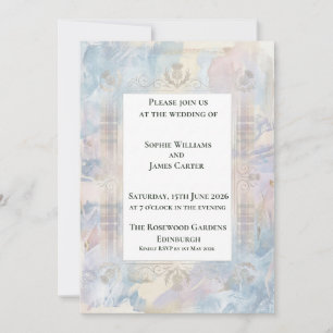 Invitación de boda Pastel Tartán Cardo