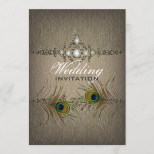 Invitación de boda pavón chic vintage