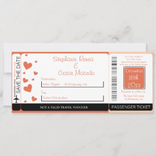 Invitación de boda Penguin Love/Hear Boarding Pass