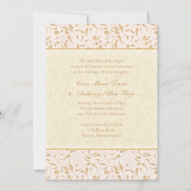 Invitación de boda Peony Pearl (Anverso)