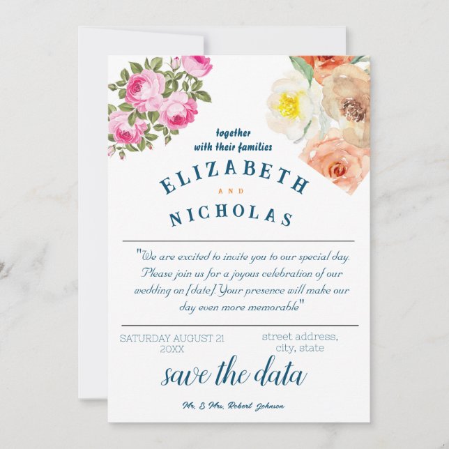 invitación de boda personalizable, boda boho (Anverso)