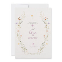 Invitación de boda personalizable con flores silve