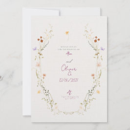 Invitación de boda personalizable con flores silve