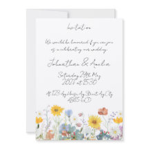 Invitación de boda personalizable con flores silve