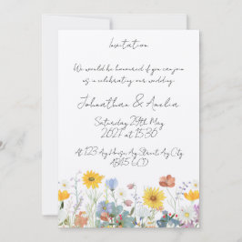 Invitación de boda personalizable con flores silve