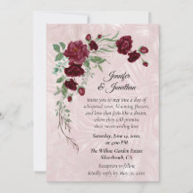 Invitación de boda personalizable con rosas rojas