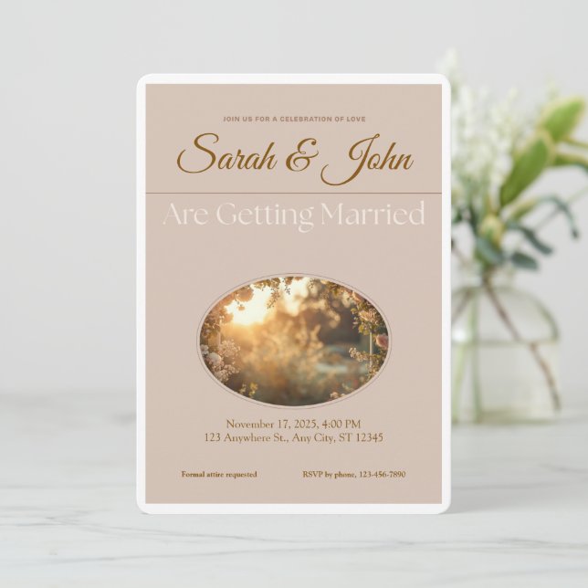 Invitación de boda personalizable: elegante y simp (Anverso de pie)