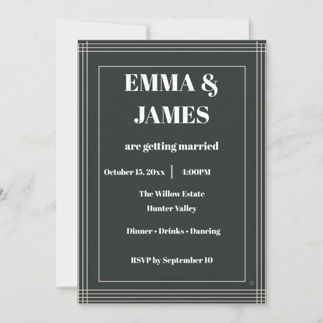 Invitación de boda personalizable minimalista mode (Anverso)