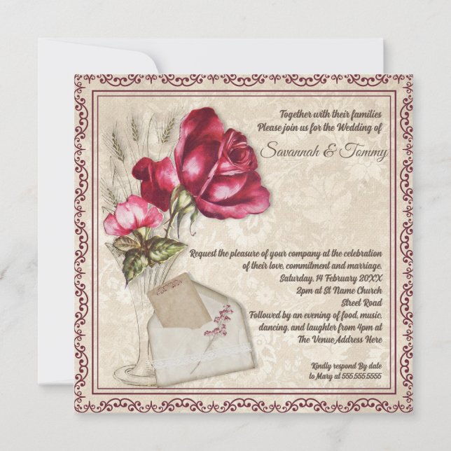 Invitación de boda personalizada (Reverso)