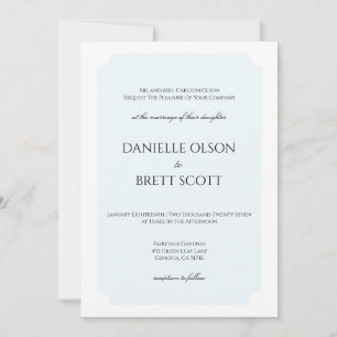 Invitación de boda personalizada azul costera